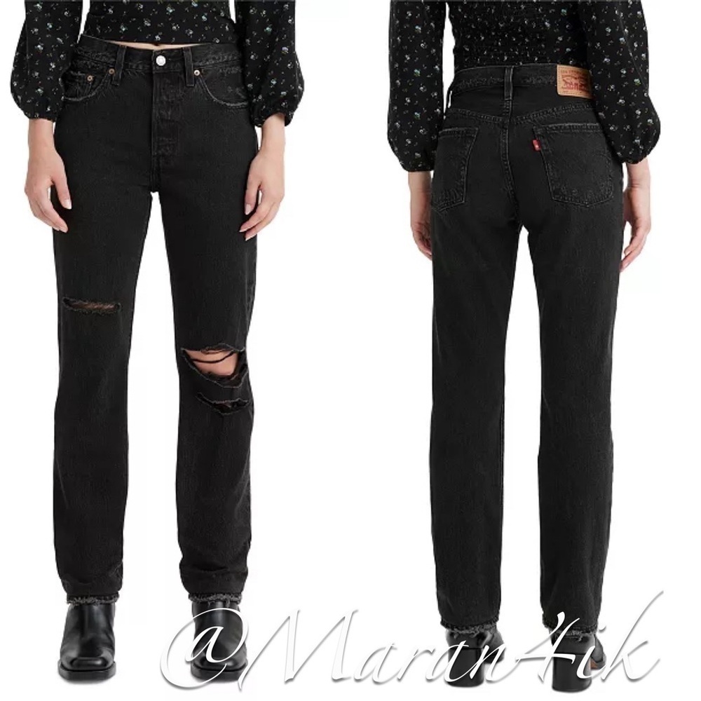 Levis Premium 501 High Rise Straight
Leg Jeans Black size 26